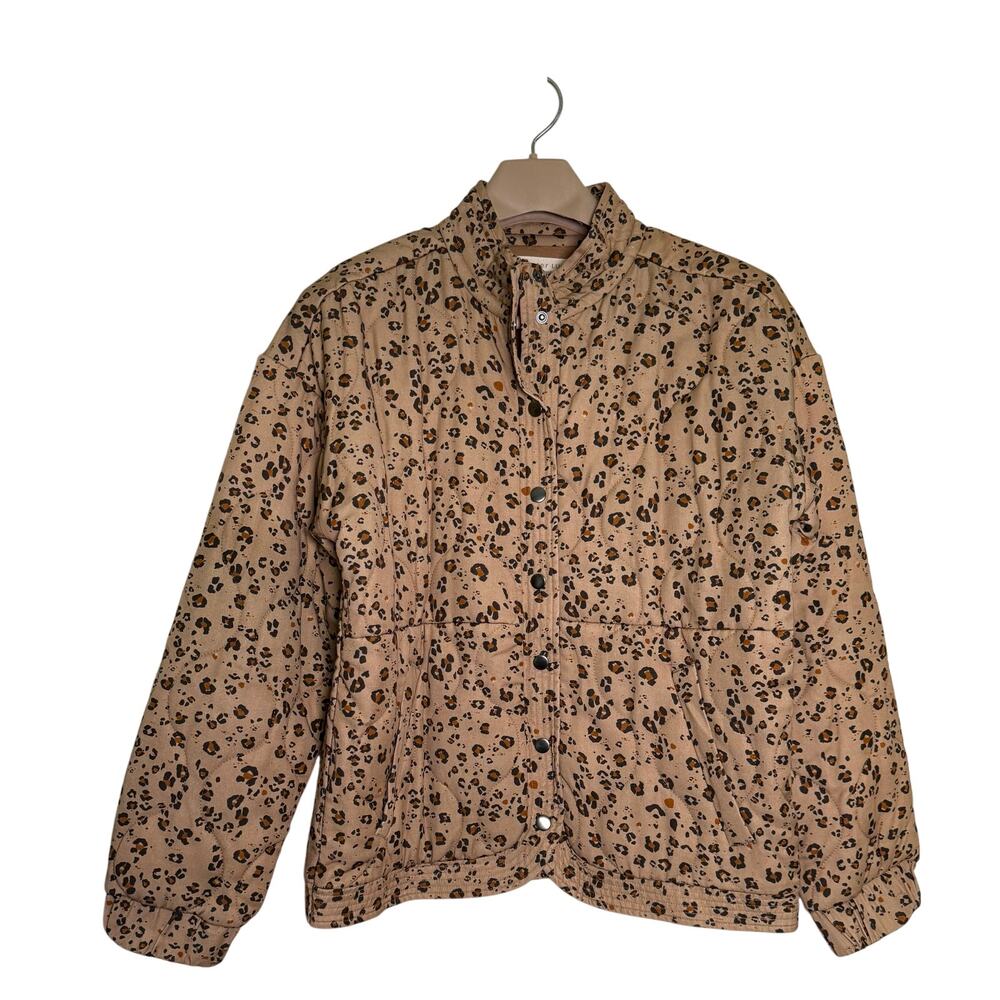 Saltwater Luxe Quilted Leopard Print Jacket Size MEDIUM Brown